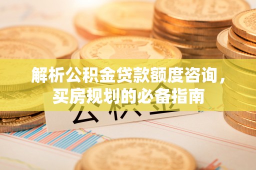 陇西解析公积金贷款额度咨询，买房规划的必备指南