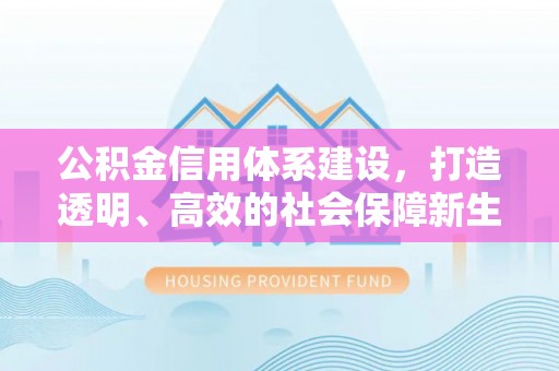 陇西公积金信用体系建设，打造透明、高效的社会保障新生态