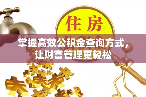 陇西掌握高效公积金查询方式，让财富管理更轻松