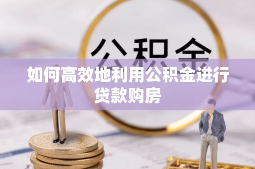 陇西如何高效地利用公积金进行贷款购房