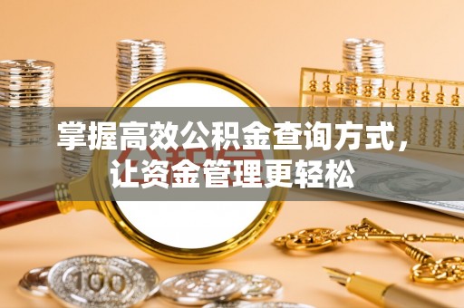 陇西掌握高效公积金查询方式，让资金管理更轻松